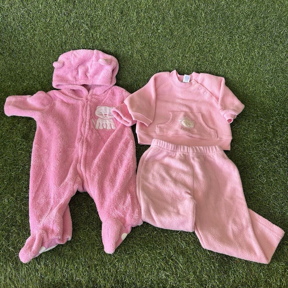 Vintage Childrens Place Outfit Kitty Snowsuit Infant Girls Size 0-3 Months